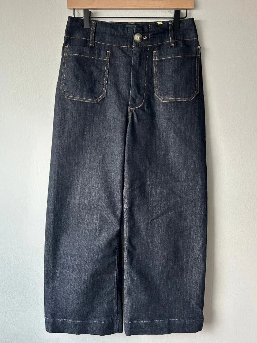 Maeve Anthropologie Colette Wide Leg Cropped Jeans Women 28 Dark Wash - Picture 2 of 11